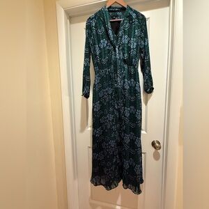 GAP Dark Green Floral Long Sleeve Dress